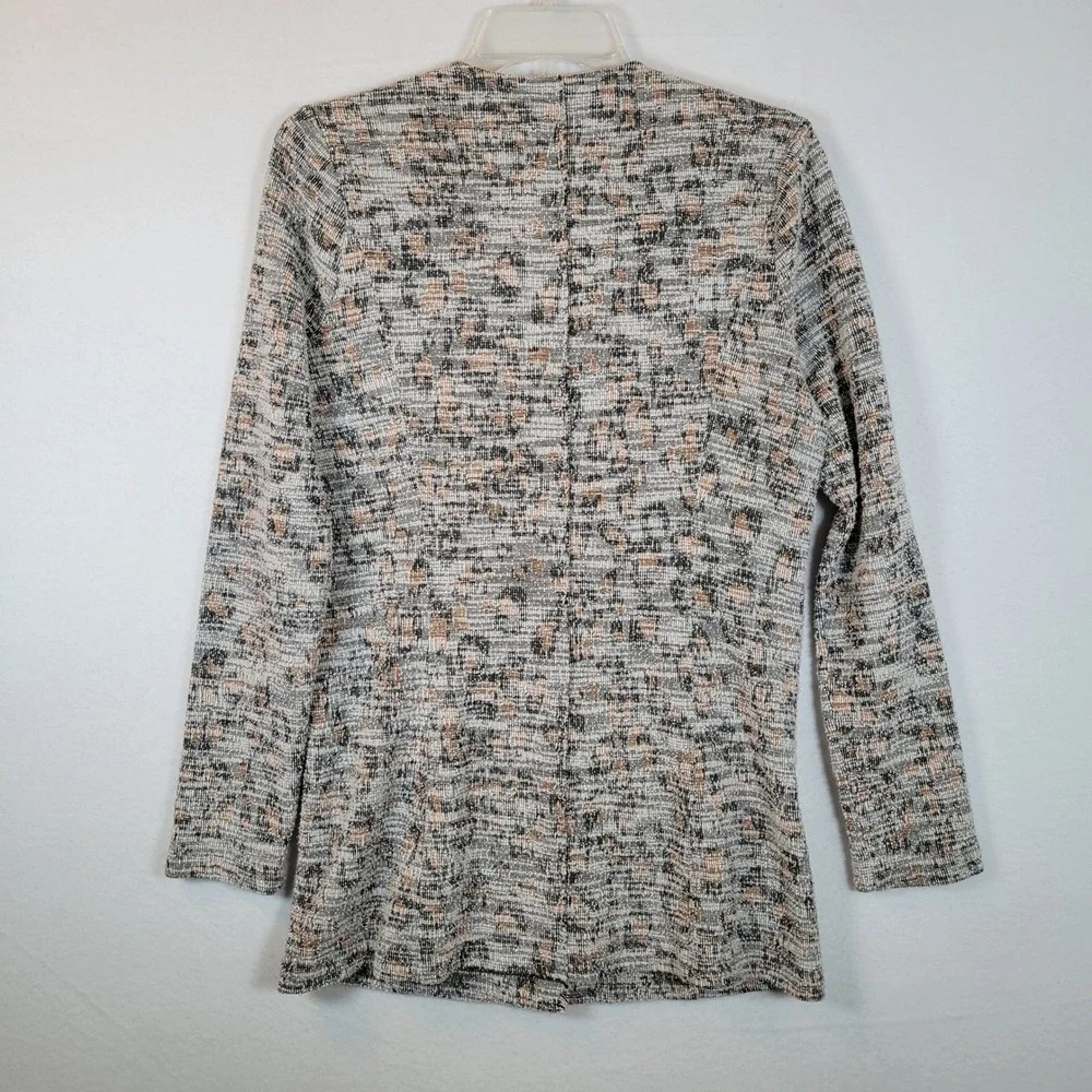 DOLAN Womens Tweed Textured Fringe Zip Blazer Jacket Size Small Beige Preppy - Picture 5 of 10